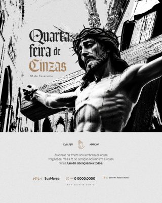 Quarta-feira de Cinzas Um Dia Abençoado PSD Editável