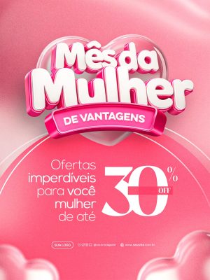 Mês da Mulher Ofertas Imperdíveis Até 30% OFF PSD Editável
