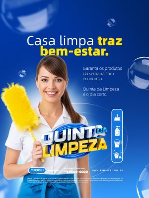 Quinta da Limpeza Promocional Casa Limpa Traz Bem-Estar PSD Editável