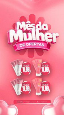 Mês da Mulher Ofertas de Cosméticos Post Destaque PSD Editável