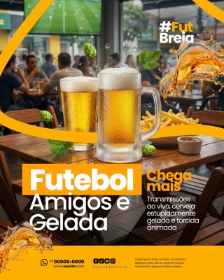 Futebol Amigos e Gelada Transmissões Cerveja Gelada PSD Editável