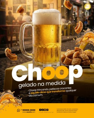 Choop Gelado na Medida Petiscos e Clima Perfeito PSD Editável