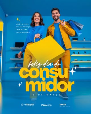 Dia do Consumidor Feliz Dia 15 de Março Celebração PSD Editável