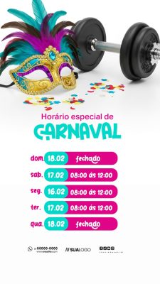 Carnaval Horário Especial Academia Fitness  PSD Editável