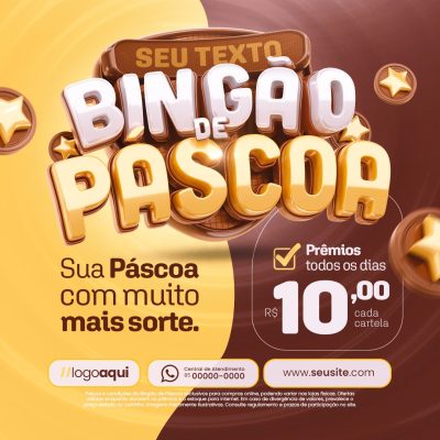Páscoa Bingão de Páscoa Template Promocional PSD Editável