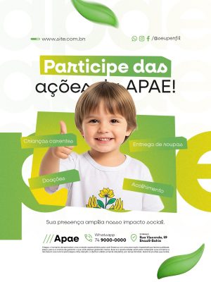 APAE Participe das Ações de Doação e Acolhimento PSD Editável