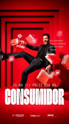 Dia do Consumidor 15.03 Homem Feliz Compras Black Friday PSD Editável