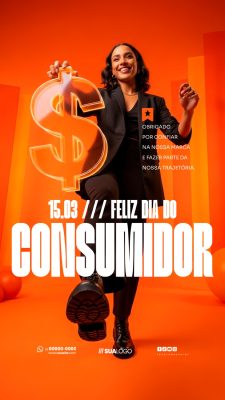 Dia do Consumidor 15.03 Design Feliz Laranja PSD Editável