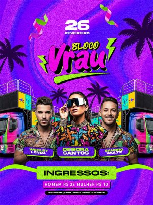 Flyer Bloco Vrau Social Media Feed PSD Editável