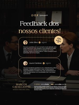 Feedback e Depoimentos dos Clientes Advocacia Marcos Cavalcantti PSD Editável