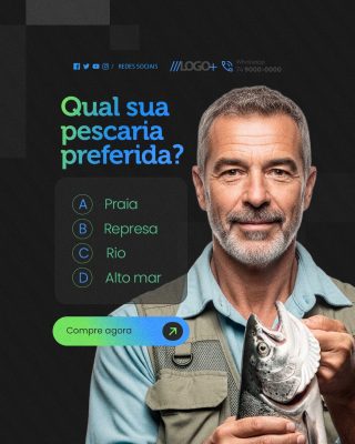 Qual Sua Pescaria Preferida Quiz Loja de Pesca PSD Editável