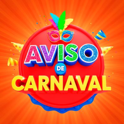 Carnaval Aviso Festivo Máscara e Confete 3D Vibrante PSD Editável