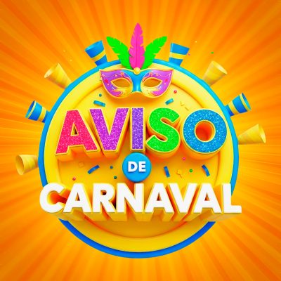 Carnaval Aviso de Carnaval Imagem Festiva PSD Editável