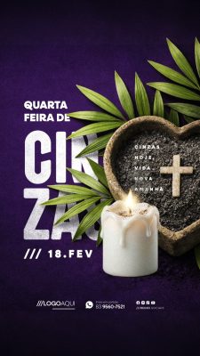 Story Quarta Feira de Cinzas 18 de Fevereiro  PSD Editável