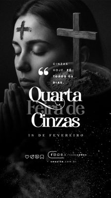 Story Quarta Feira de Cinzas 18 de Fevereiro PSD Editável