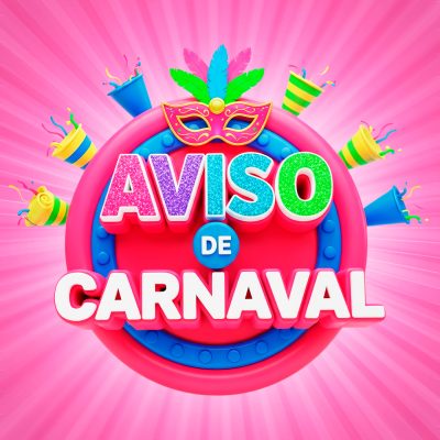 Carnaval Aviso de Carnaval Design Festivo 3D Rosa PSD Editável