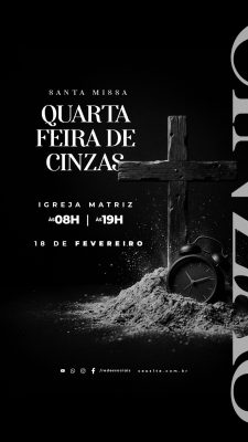 Story Santa Missa Quarta feira de Cinzas 18 de fevereiro PSD PSD Editável