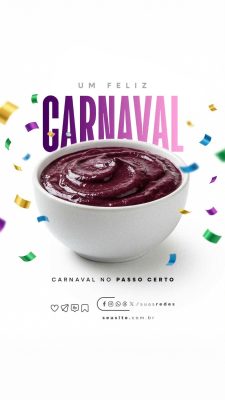 Story Um Feliz Carnaval no Passo Açaiteria PSD Editável