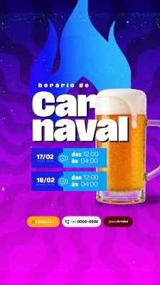 Story Horário de Carnaval Cervejaria PSD Editável