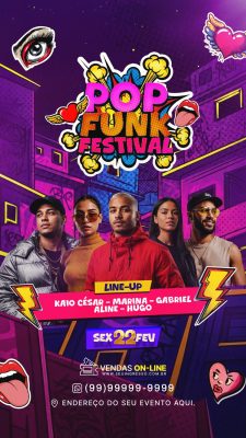 Pop Funk Festival Sex 22 Fev Banner Criativo Story PSD Editável