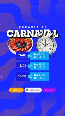 Story Horário de Carnaval Açaíteria PSD Editável
