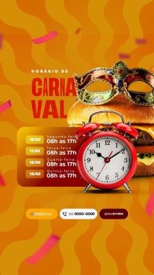 Story Horário de Funcionamento Hamburgueria PSD Editável