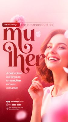 Story Dia da Mulher 08 de Março Celebração Especial Post Instagram PSD Editável