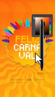 Story Carnaval Feliz Carnaval com Caneta Digital PSD Editável