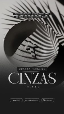 Quarta-Feira de Cinzas 18 Fev Post Ordem Divina PSD Editável