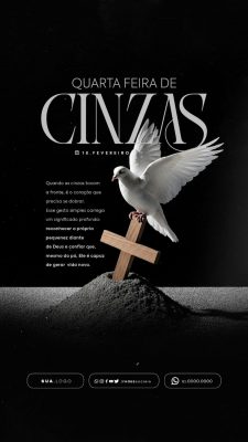Quarta-feira de Cinzas 18 de Fevereiro Logo e Mensagem PSD Editável