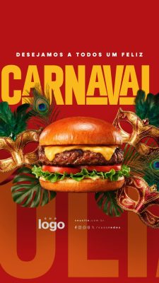 Carnaval Desejamos a Todos um Feliz Cartão de Lanche PSD Editável