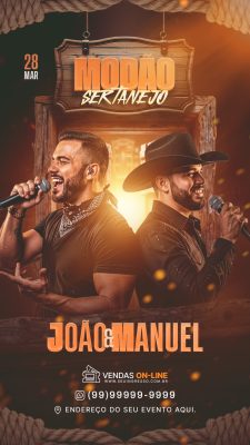 Modão Sertanejo Show João e Manuel Template Evento Música Story PSD Editável