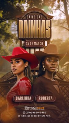 Baile das Rainhas 25 de Março Carlinha e Roberta Story PSD Editável