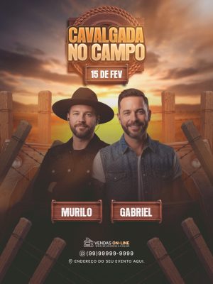 Cavalgada no Campo Murilo Gabriel Flyer Evento Sertanejo PSD Editável