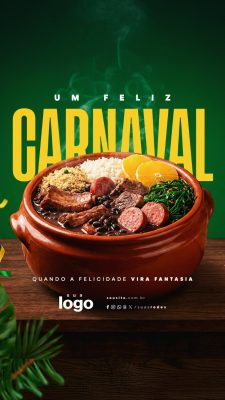 Carnaval Um Feliz Carnaval Feijoada Quando a Felicidade Vira Fantasia PSD Editável
