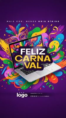 Carnaval Feliz Mais Cor Menos Grid Rígido Arte Laptop PSD Editável