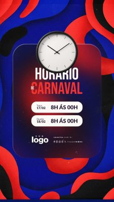Carnaval Horário de Carnaval Terça Quarta 8h às 00h PSD Editável