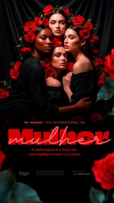 Story Dia da Mulher 08 de Março Força e Delicadeza Post PSD Editável