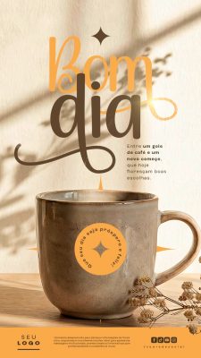 Bom Dia Café Mensagem Positiva Aconchegante PSD Editável