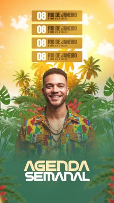 Agenda Semanal de Eventos Rio de Janeiro Tropical Verão Story PSD Editável