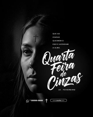 Quarta Feira de Cinzas Mensagem Religiosa 18 de Fevereiro PSD Editável