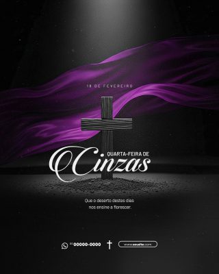 Quarta-feira de Cinzas 18 de Fevereiro Template Litúrgico PSD Editável