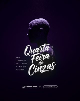 Quarta Feira de Cinzas Reflexão e Mensagem PSD Editável