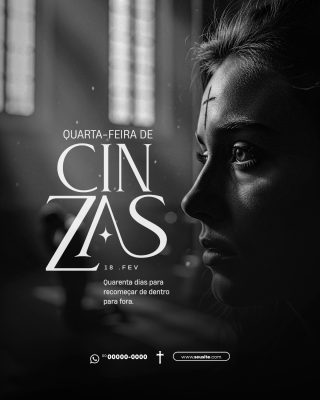 Quarta-feira de Cinzas Início Quaresma Template Sobrio PSD Editável