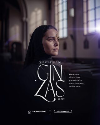 Quaresma Quarta-feira de Cinzas Meditação Cristã PSD Editável