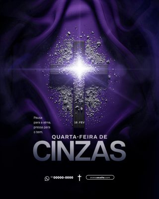 Quarta-feira de Cinzas Arte Religiosa Pausa para Alma PSD Editável