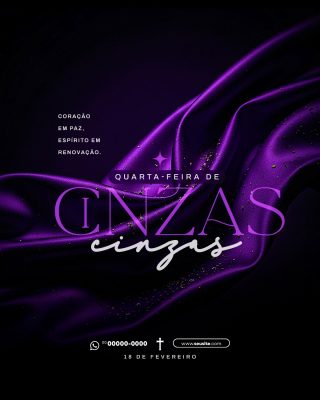 Quarta-feira de Cinzas Coração em Paz Espírito em Renovação PSD Editável