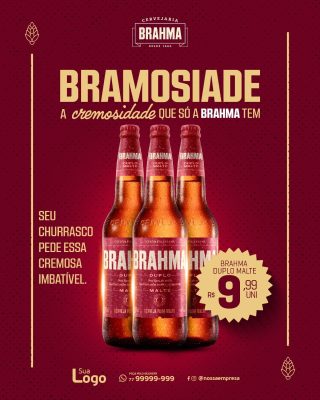 Brahma Flyer Bramosidade Duplo Malte Churrasco Oferta PSD Editável