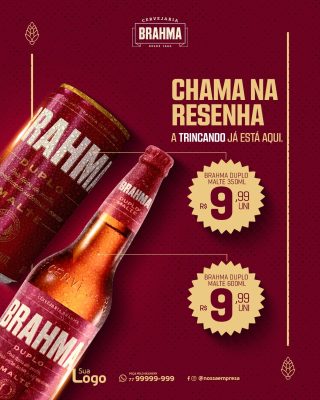 Brahma Promoção Cerveja Duplo Malte Chame na Resenha PSD Editável