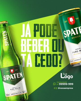Cerveja Spaten Já Pode Beber ou Tá Cedo? Flyer Delivery PSD Editável